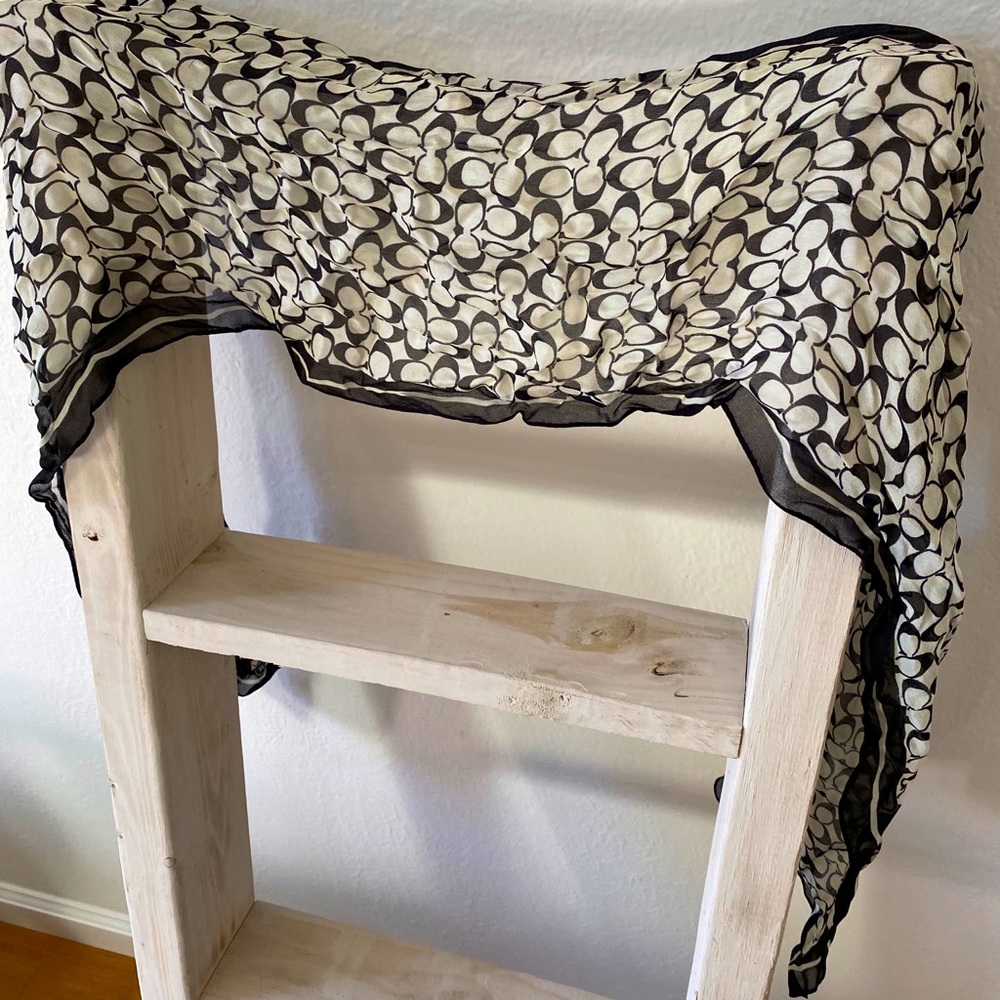 Coach signature black and white silk scarf